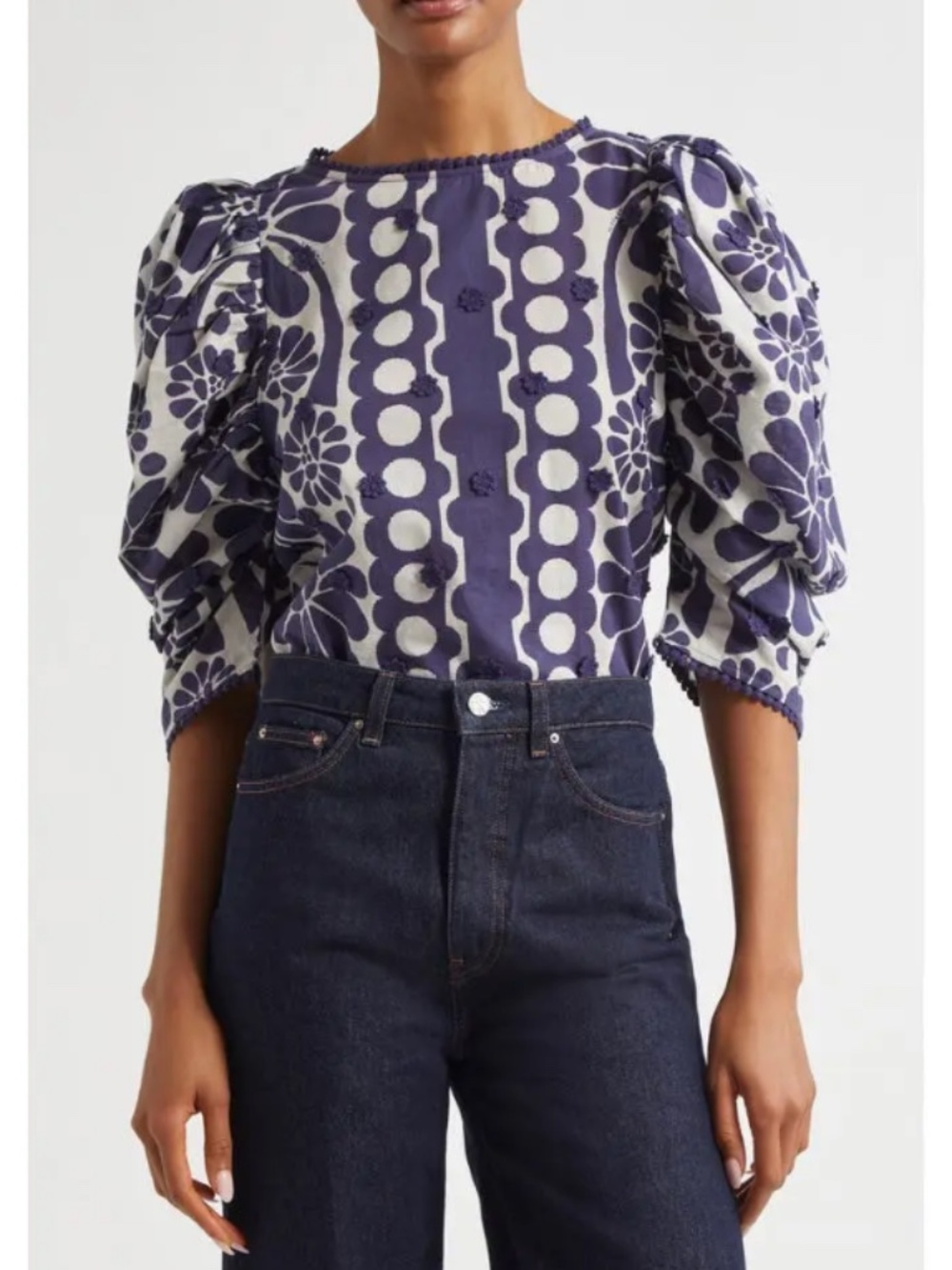 FARM RIO Floral Appliqué Cotton Top SzS